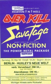 Over Kill Savatage Non-Fiction 1993